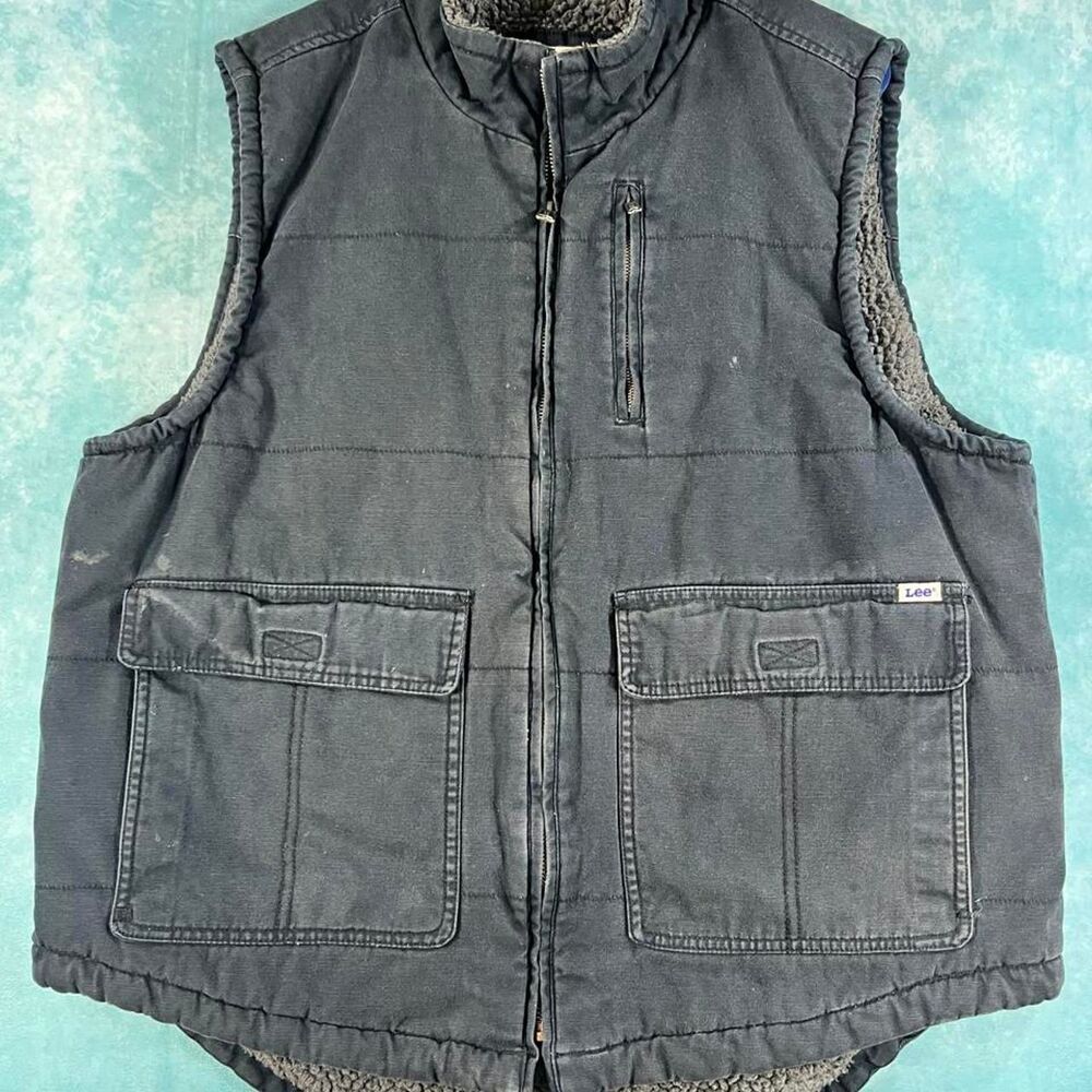 Lee Men's Black and Navy Gilet